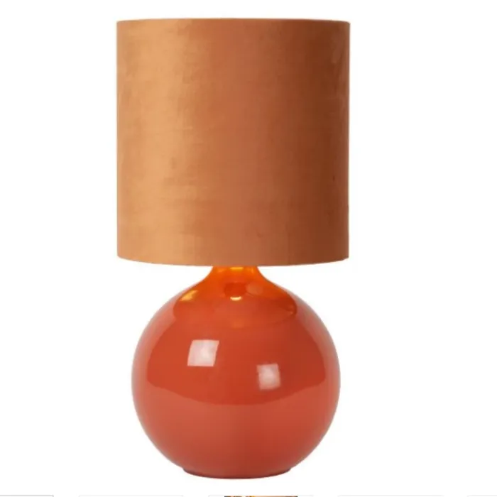Tafellamp keramiek geglazuurd groen, zwart, okergeel, oranje