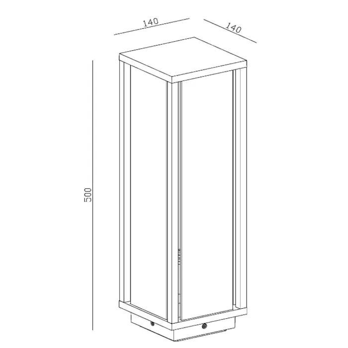 Sokkellamp buiten zwart glas IP54 1xE27 50cm hoog