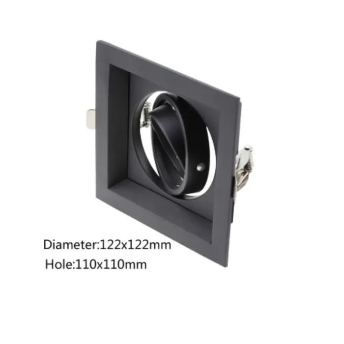 Inbouwspot vierkant zwart 110x110mm zaagmaat GU10