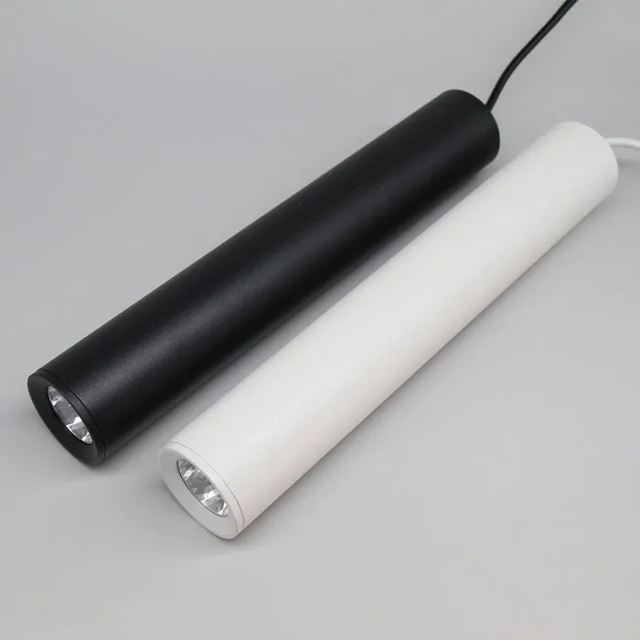 Hanglamp cilinder zwart of wit 7W 20 of 30cm