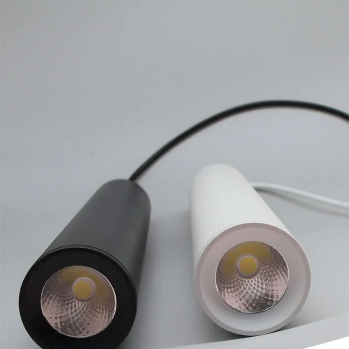 Hanglamp cilinder zwart of wit 7W 20 of 30cm