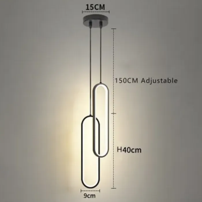 Hanglamp ovaal minimalistisch eetafel zwart 40cm hoog