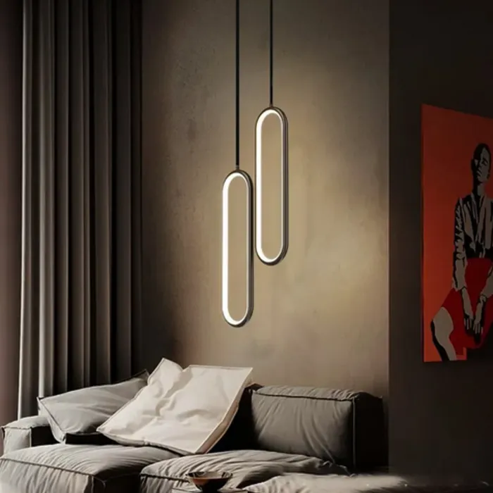 Hanglamp ovaal minimalistisch eetafel zwart 40cm hoog