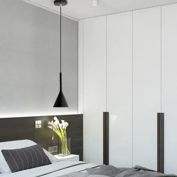 Scandinavische hanglamp kegel wit of zwart E27 Ø 15cm H 36cm (1 stuk)