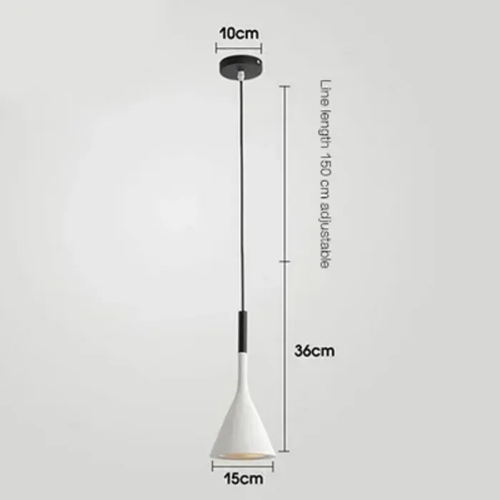 Scandinavische hanglamp kegel wit of zwart E27 Ø 15cm H 36cm (1 stuk)