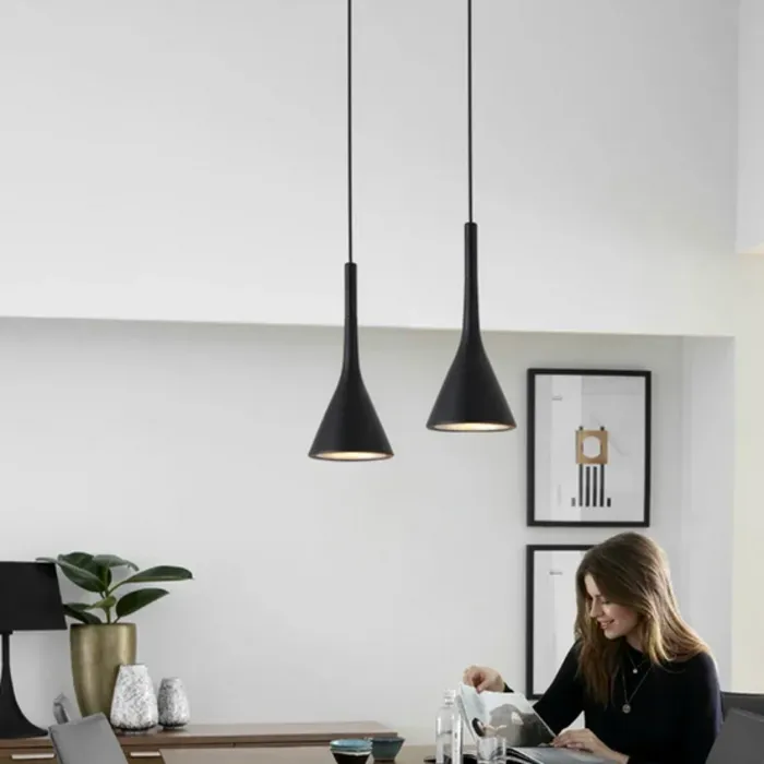 Scandinavische hanglamp kegel wit of zwart E27 Ø 15cm H 36cm (1 stuk)