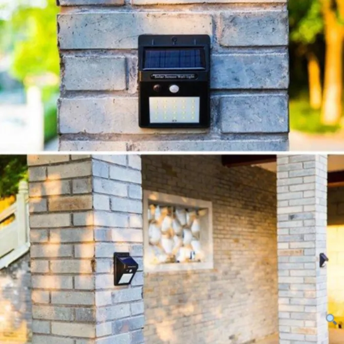 Solar wandlamp buiten met bewegingssensor