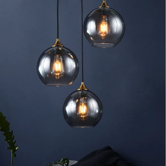 Hanglamp glazen bol rookglas of transparant glas Ø 20cm (1 stuk)