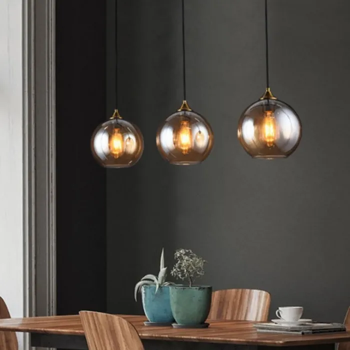 Hanglamp glazen bol rookglas of transparant glas Ø 20cm (1 stuk)