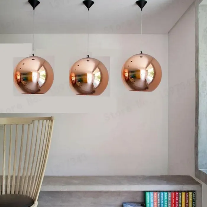 Hanglamp koper glas bol 20, 25 of 30 cm 1xE27 (1 stuk)