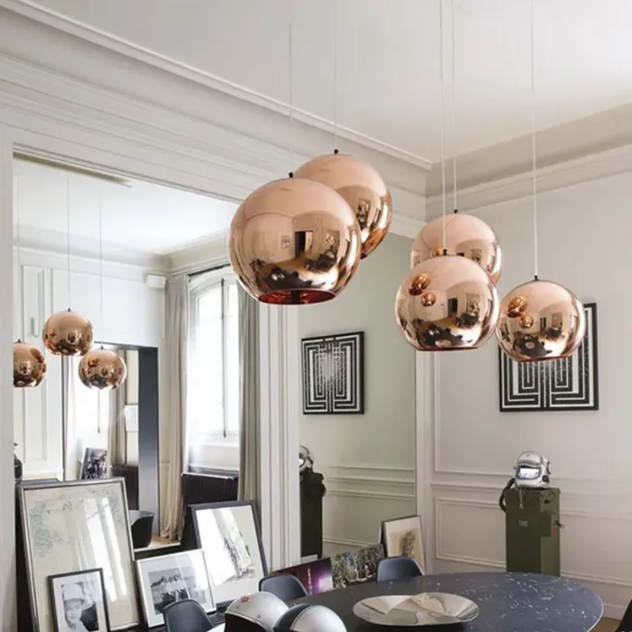 Hanglamp koper glas bol 20, 25 of 30 cm 1xE27 (1 stuk)