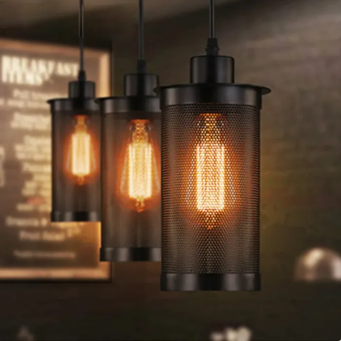 Industriële hanglamp eettafel zwart of koper E27 (1 stuk)