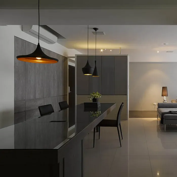 Hanglamp eettafel zwart goud kegelvorm 1xE27