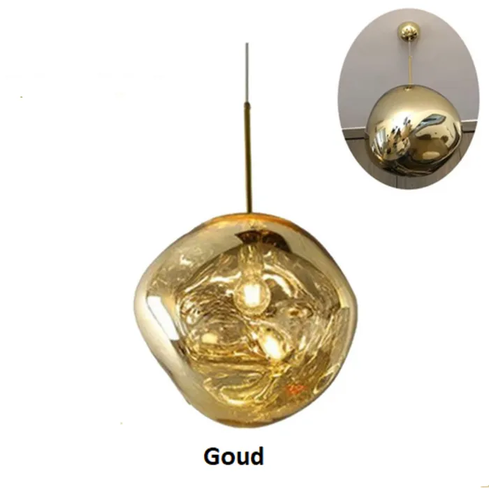 Glazen hanglamp design goud, roos goud, koper of zilver (1 stuk)