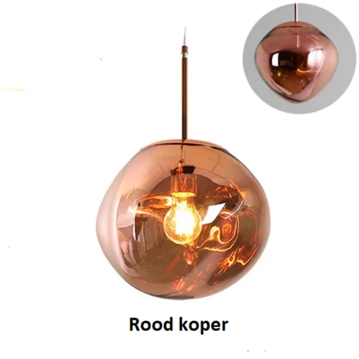Glazen hanglamp design goud, roos goud, koper of zilver (1 stuk)