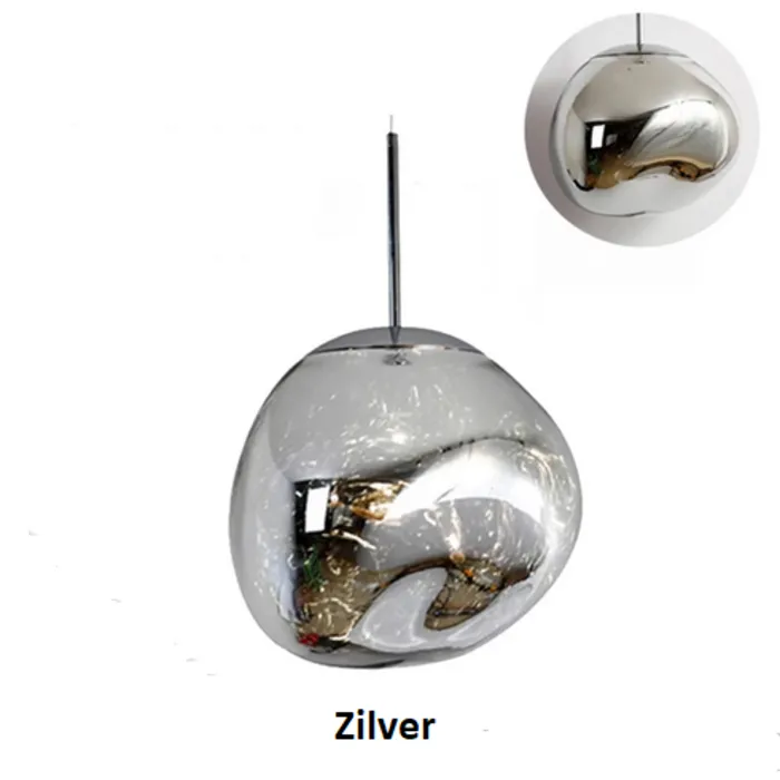 Glazen hanglamp design goud, roos goud, koper of zilver (1 stuk)