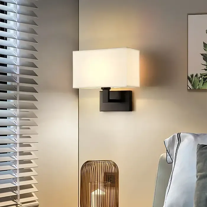 Wandlamp kap rechthoekig zwart of goud 1xE27