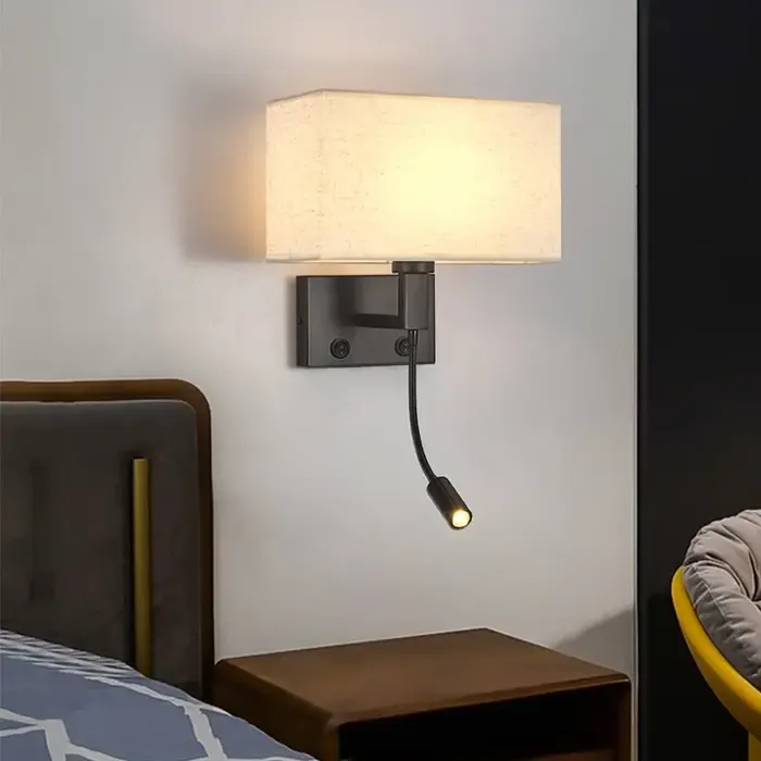 Leeslamp met kap zwart of beige 1xE27