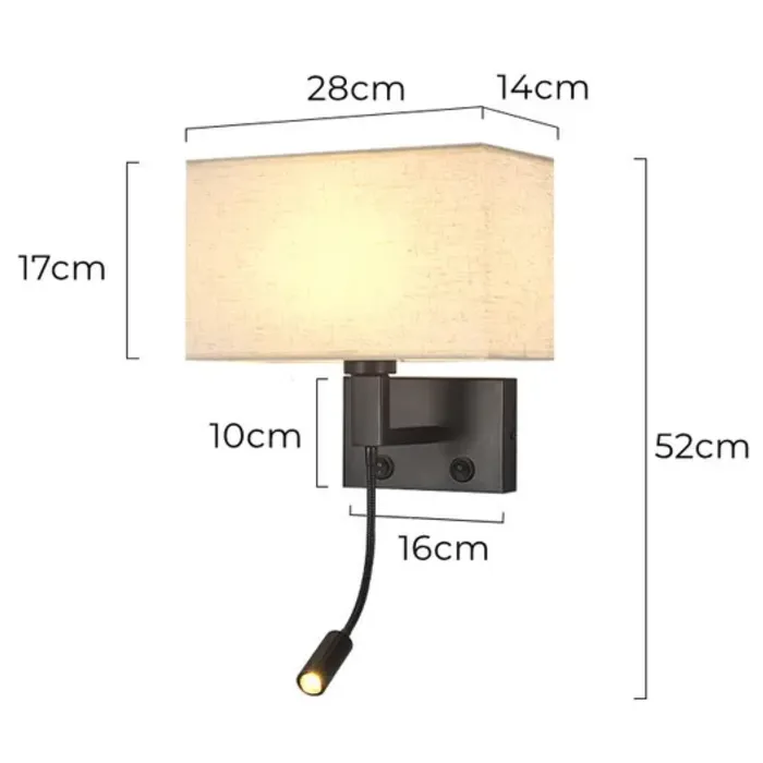 Leeslamp met kap zwart of beige 1xE27