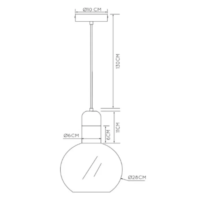 Hanglamp fumé glas 1xE27 Ø 28 cm