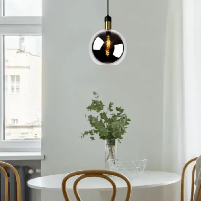 Hanglamp fumé glas 1xE27 Ø 28 cm