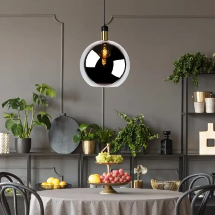 Glazen bol lamp fumé 40 cm diameter 1xE27