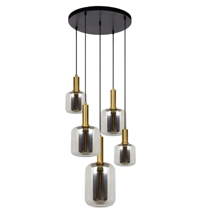 Hanglamp smoke glas 5 xE27