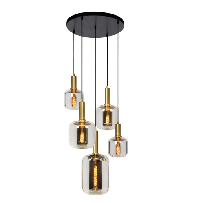 Hanglamp smoke glas 5 xE27