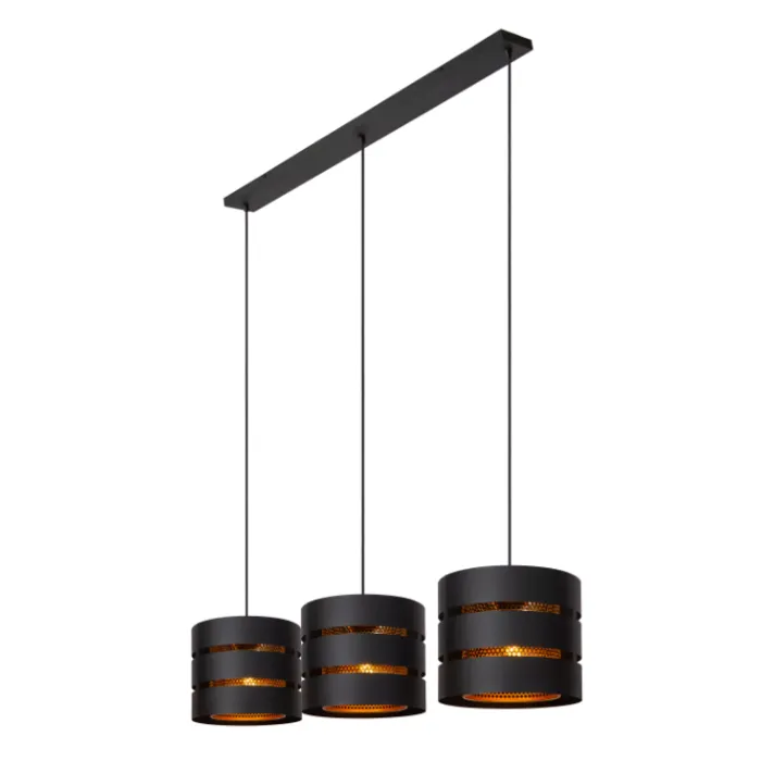 Hanglamp eettafel 3 lichts zwart goud 3xE27
