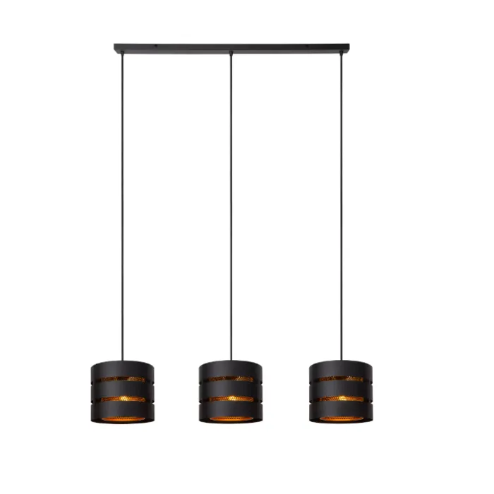 Hanglamp eettafel 3 lichts zwart goud 3xE27