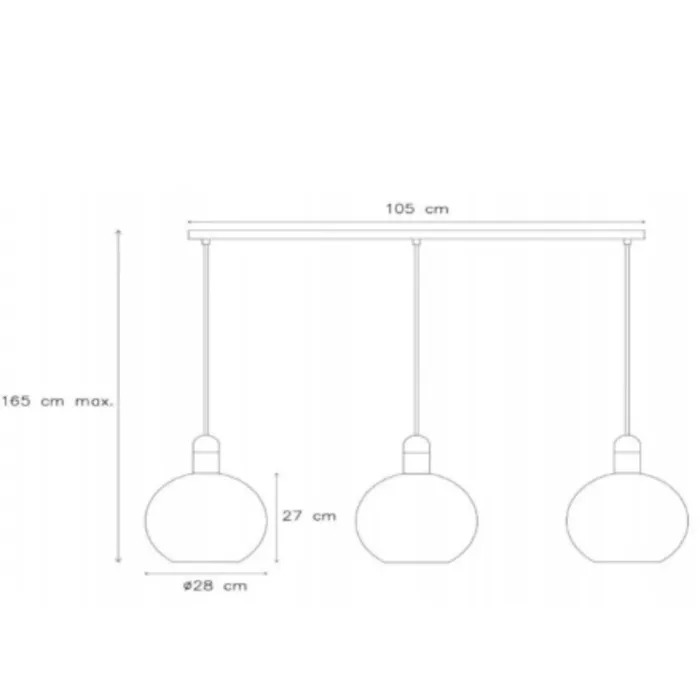 3 lichts hanglamp bollen rookglas 3xE27