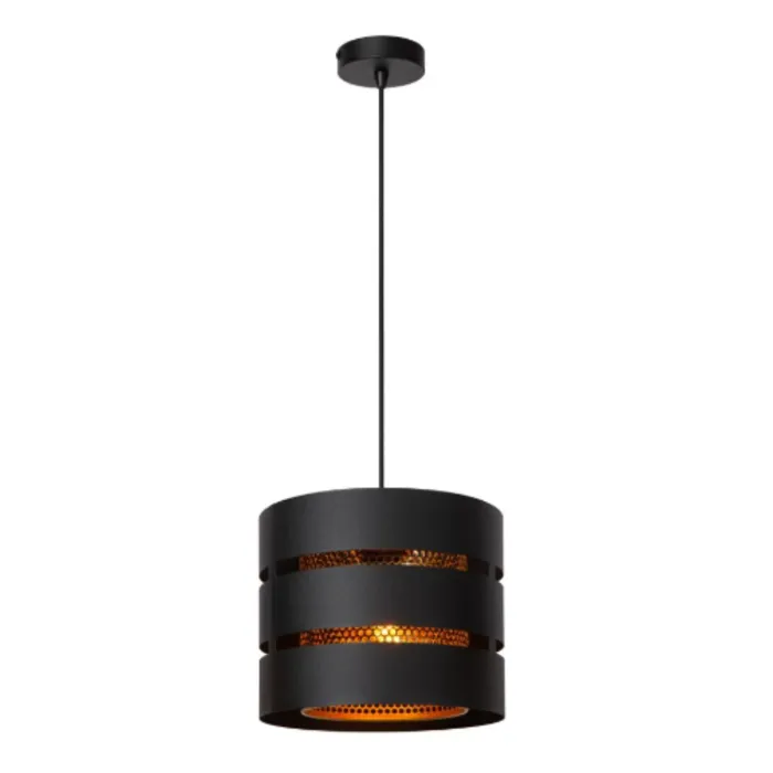 Hanglamp zwart met gouden binnenkant 1xE27