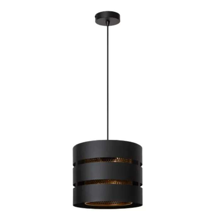 Hanglamp zwart met gouden binnenkant 1xE27