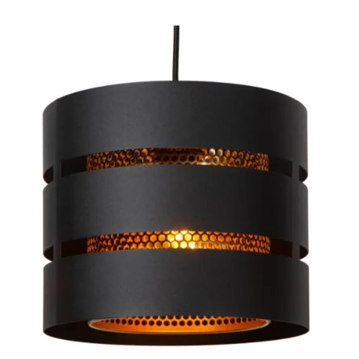 Hanglamp zwart met gouden binnenkant 1xE27