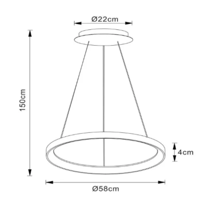 Hanglamp cirkel zwart boven de eettafel Ø 58 cm 48W