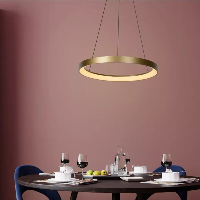 Hanglamp cirkel goud eetkamer Ø 58 cm 48W