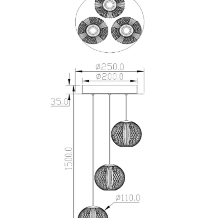 Hanglamp kristallen trio Ø 25 cm dimbaar 3x 4,7W