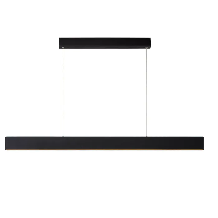 Lange smalle hanglamp boven eettafel 120cm zwart dimbaar