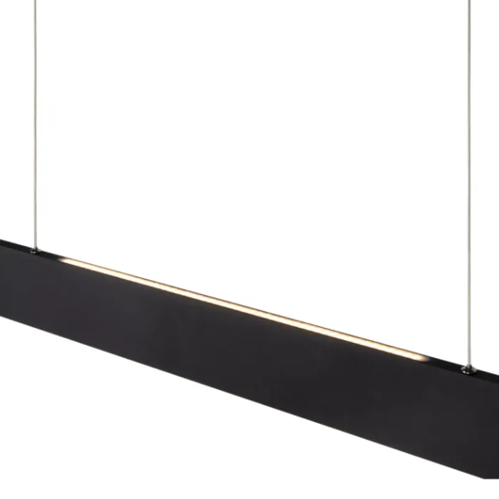 Lange smalle hanglamp boven eettafel 120cm zwart dimbaar
