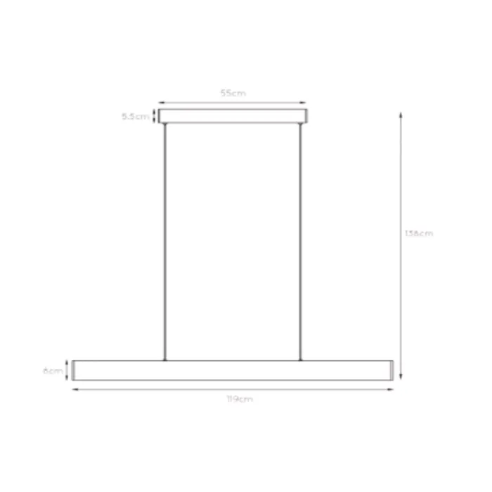 Lange smalle hanglamp boven eettafel 120cm zwart dimbaar