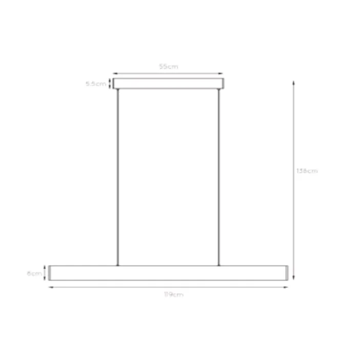 Hanglamp boven lange eettafel wit 36W 120cm dimbaar