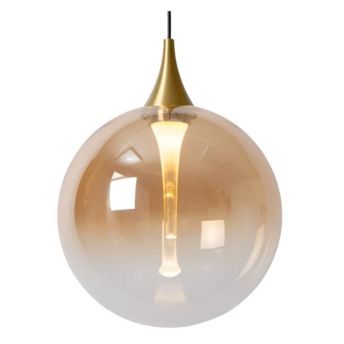 Hanglamp 3 glazen bollen amber 3x4,3W dimbaar Ø 36 cm