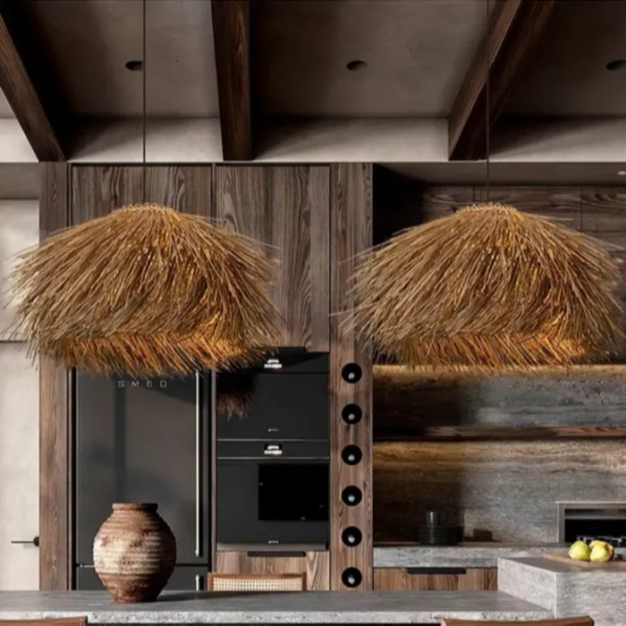 Rotan hanglamp handgemaakt beige 1 x E27 40cm Ø (1 stuk)