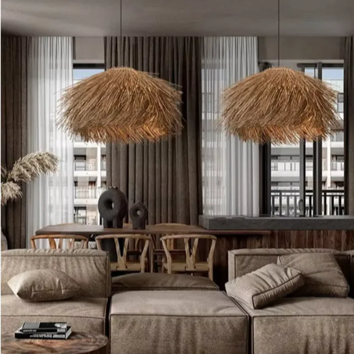 Rotan hanglamp handgemaakt beige 1 x E27 40cm Ø (1 stuk)