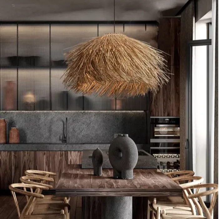 Rotan hanglamp handgemaakt beige 1 x E27 40cm Ø (1 stuk)