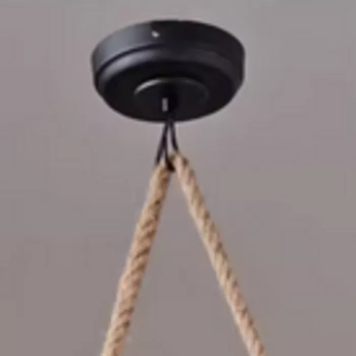 Hanglamp met touw en hout 4xE27 of 5xE27