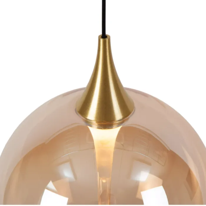 Hanglamp 8 glazen bollen design 8x3,9W amber of transparant