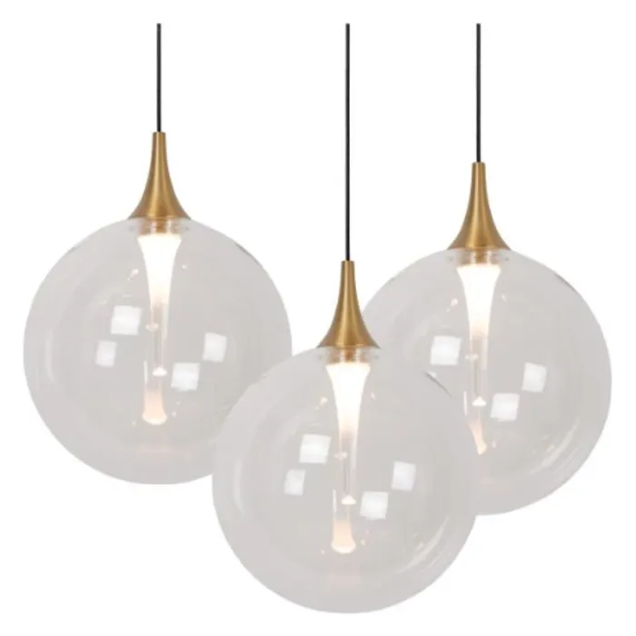 Hanglamp 8 glazen bollen design 8x3,9W amber of transparant