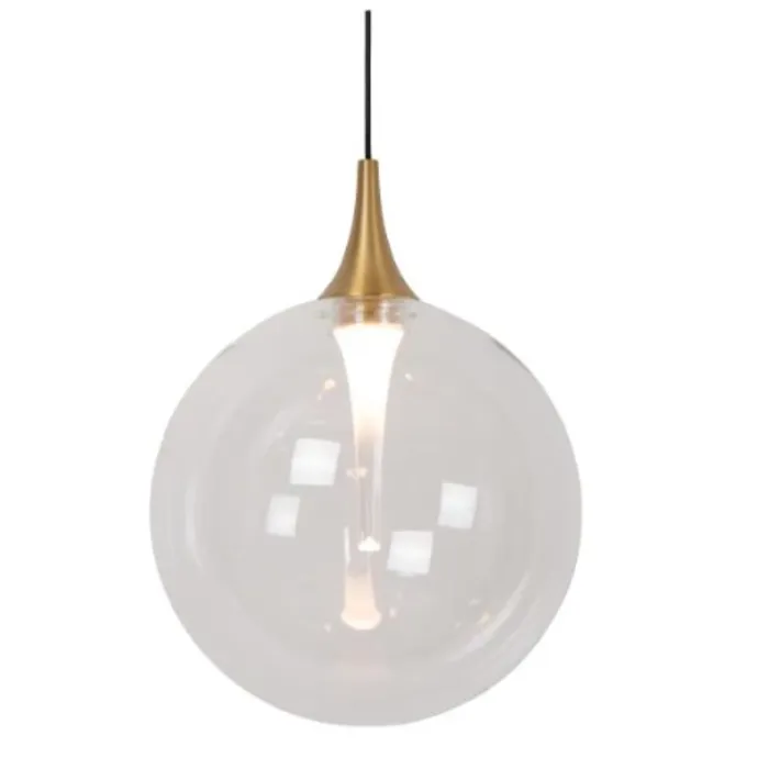 Hanglamp 5 glazen bollen 5x3,8W transparant of amber dimbaar