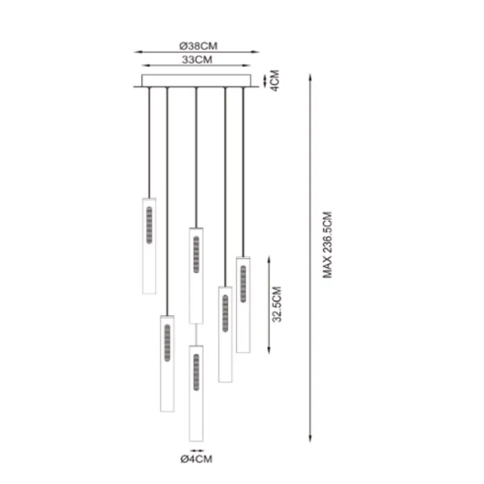 Hanglamp pendels brons 6x6W CCT dimbaar Ø 38 cm